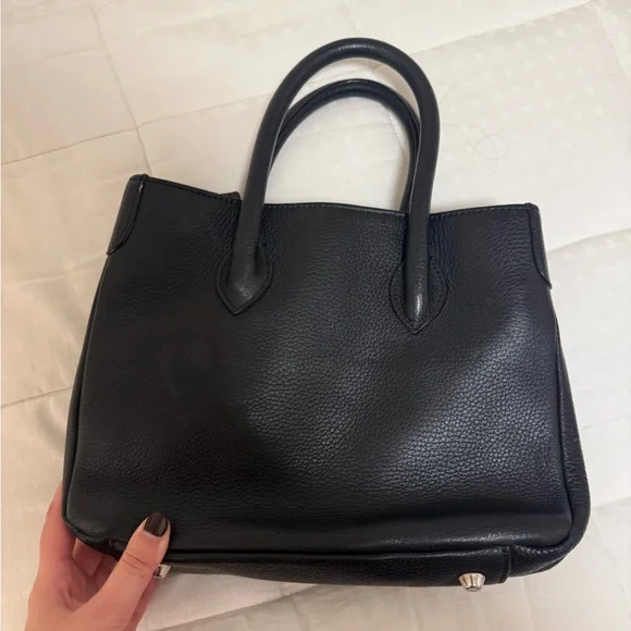 Small Black Leather Tote - Picture 4 of 4